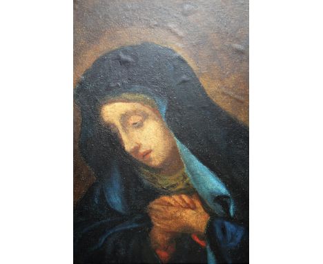 Early 19th Century oil, head and shoulder portrait of the Madonna, 48cms x 36cms 