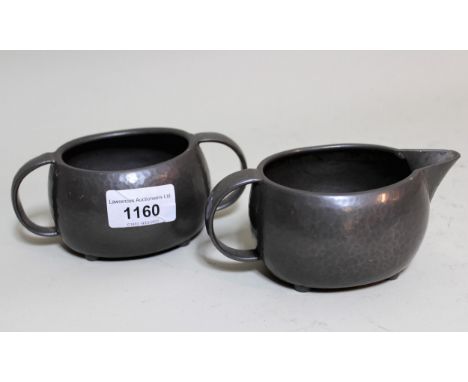 Liberty & Co. pewter cream jug and sugar basin No.01535 