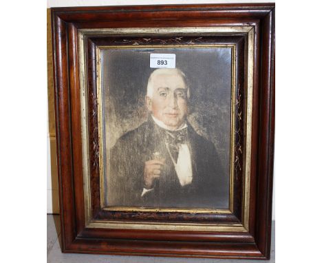 Modern mahogany and gilt moulded frame in Dutch 17th Century style enclosing a print, 25cms x 20cms 