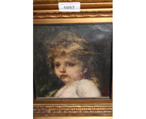 Early 20th Century Polish school, oil on canvas laid down on board, portrait of a child, unsigned, 19cms square approximately