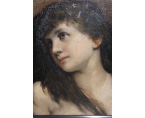 Corneille Max, oil on canvas, head and shoulder portrait of a girl, signed, 35cms x 27.5cms approximately, in original gilt f