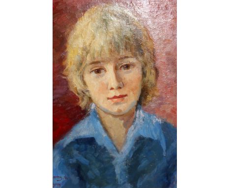 A. Vilysen, late 20th Century oil on canvas, head and shoulder portrait of ' Tommy ', dated 1976, in a white and gilt frame, 