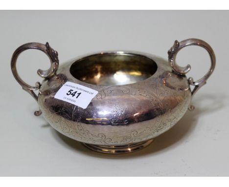 Victorian London silver two handled sugar basin, 10oz t 