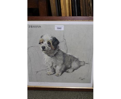 Cecil Aldin, artist signed coloured print, a terrier ' Jemima ' printed and published Eyre and Spottiswoode, 28cms x 30cms, f