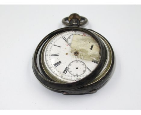 Silver cased pocket watch, the enamel dial with Roman numerals, two subsidiary dials and opposing dial inscribed Mensor (at f