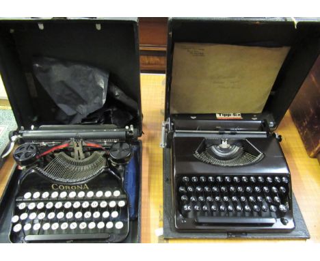 Olympia Plana vintage typewriter, together with a Corona No. 4 vintage typewriter 