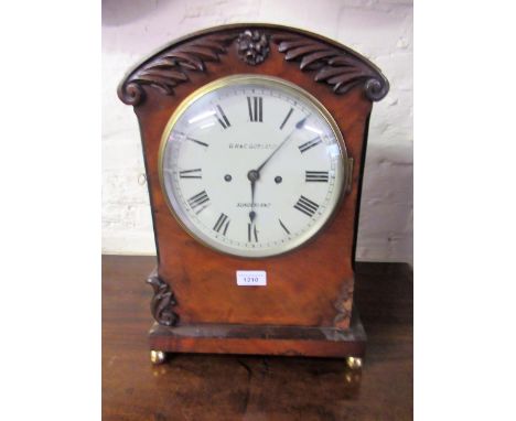 Victorian figured mahogany bracket clock, the circular painted dial with Roman numerals, signed G.H. & C. Gowland, Sunderland