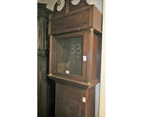 Two antique oak longcase clock cases, 13in and 12in apertures 