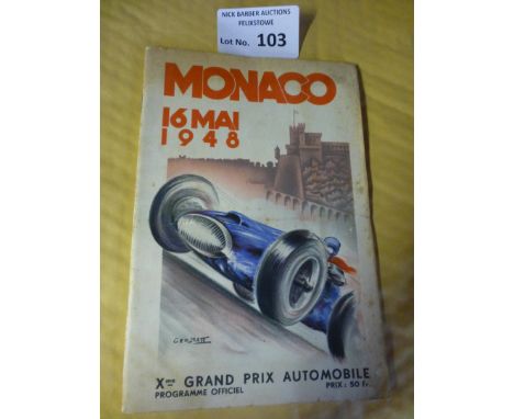 Motor Racing : Grand Prix Monaco programme 16/05/1948 - 56 page programme - sl. grubby cover &amp; foxing - generally good co