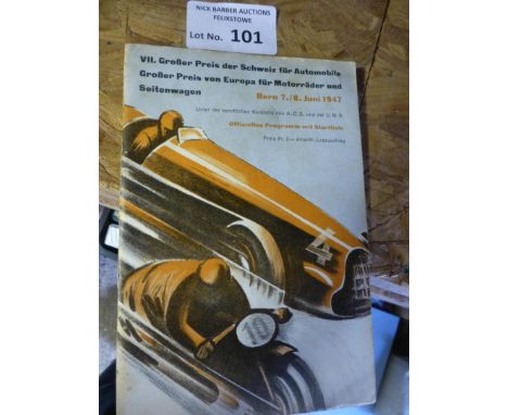 Motor Racing : Grand Prix Switzerland programme 7-8/06/1947 - iconic programme - 60 pages generally v.g.cond