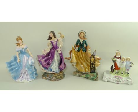 A collection of ceramic figurines, comprising a Yardley English Lavender figural soap dish, a figure of Emily Bronte's Jane E