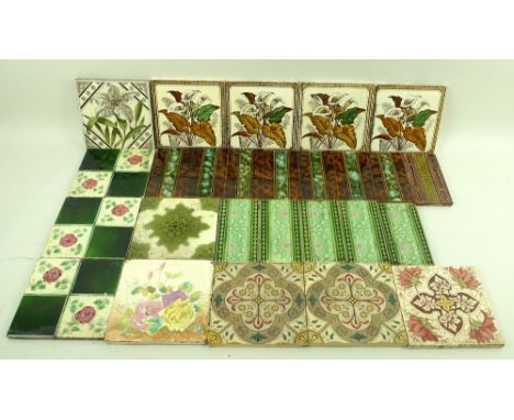 A group of Victorian ceramic and transfer printed fire surround tiles. (26)