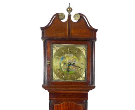 A George III mahogany and inlaid long case clock the engraved dial signed on an applied banner William Newby, Kendal, with ca