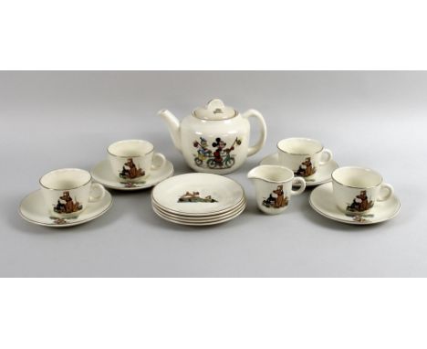 A Mickey Mouse Beswick teaset, with tea pot, four cups and saucers, plates and a milk jug. (14)