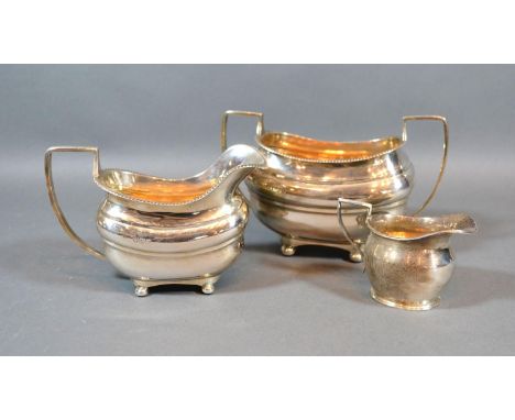 A George V Silver Cream Jug and Sucrier Sheffield 1917 together with a Birmingham Silver Cream Jug 15oz 