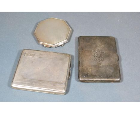 A Victorian Silver Card Case with fitted leather interior Birmingham 1895 together with an engine turned cigarette case Birmi