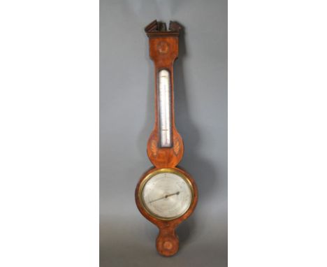 A 19th Century Mahogany and shell Inlaid Barometer the silver dial inscribed Wincanton 