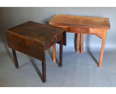 A 19th Century Mahogany Rectangular Card Table, together with a 19th century oak Pembroke table 