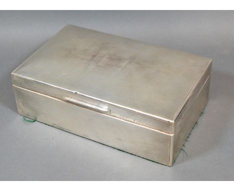 A London Silver Rectangular Cigar Box with engine turned decoration 23cm x 14cm 