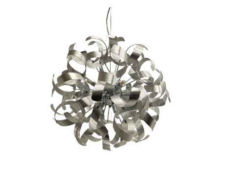 Dar Lighting - 'Rawley' 9 Light Brushed Aluminium Metal Ribbon Pendant chandelierDimensions: Depth/Diameter:&nbsp;50cm