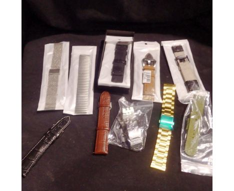 Mixed new wristwatch straps and display box. UK P&amp;P Group 1 (£16+VAT for the first lot and £2+VAT for subsequent lots) 