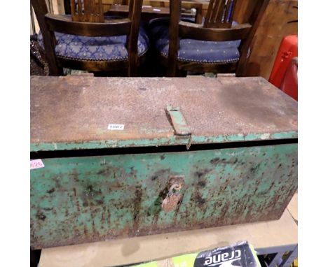 Steel storage strong box with tool contents, 80 x 40 x 40 cm. Not available for in-house P&amp;P