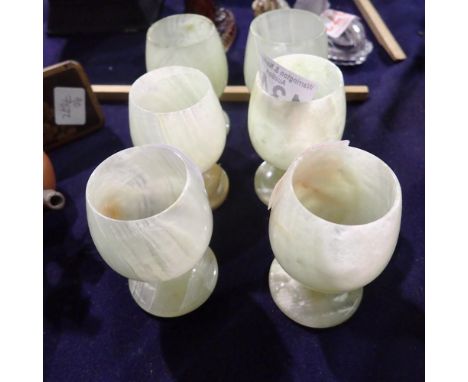 Six onyx egg cups. UK P&amp;P Group 2 (£20+VAT for the first lot and £4+VAT for subsequent lots) 