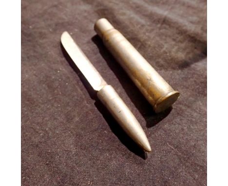 Trench Art bullet case penknife. UK P&amp;P Group 1 (£16+VAT for the first lot and £2+VAT for subsequent lots) 