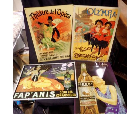 Four metal lithograph advertisements. Not available for in-house P&amp;P 
