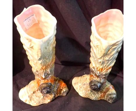 Pair of Sylvac vases, the shell pattern, H: 27cm. Not available for in-house P&amp;P