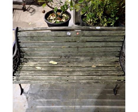 Wood teak double garden bench. Not available for in-house P&amp;P 