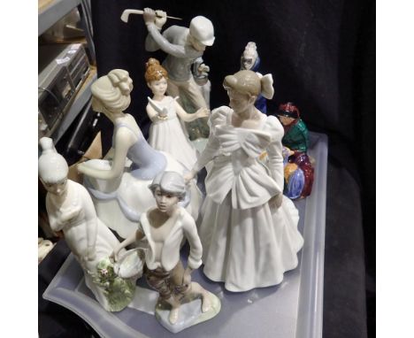 Nao, Royal Worcester, Royal Doulton and other figurines, some damages. Not available for in-house P&amp;P