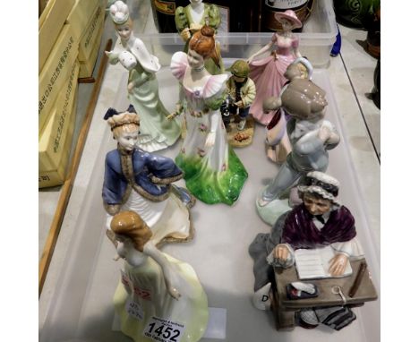 Nao, Royal Worcester, Royal Doulton and other figurines, some damages. Not available for in-house P&amp;P