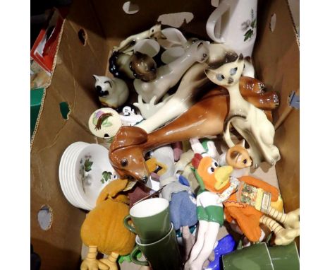 Collection of ceramic cats and other items. Not available for in-house P&amp;P 