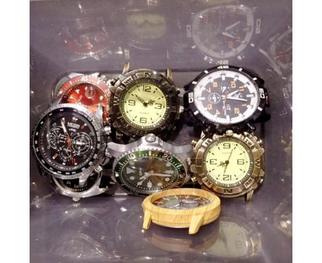 Eight gents wristwatch heads. UK P&amp;P Group 1 (£16+VAT for the first lot and £2+VAT for subsequent lots) 