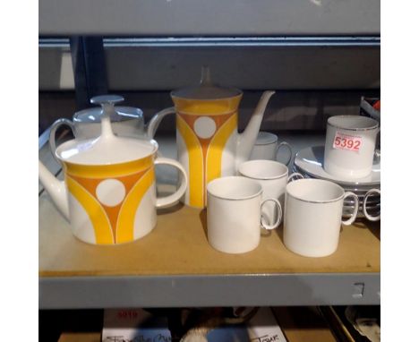 Collection of Rosenthal and Thomas tea ware including tea pots, coffee pot, and cups and saucers (15). Not available for in-h