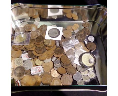 Tin of mixed coins, early tokens and silver. UK P&amp;P Group 1 (£16+VAT for the first lot and £2+VAT for subsequent lots)