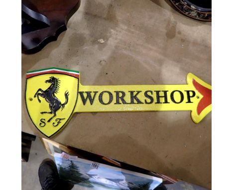 Cast iron Ferrari workshop arrow. L: 45 cm. UK P&amp;P Group 2 (£20+VAT for the first lot and £4+VAT for subsequent lots) 