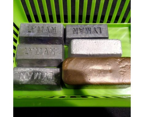 Six lead, aluminium and copper smelting ingots. UK P&amp;P Group 2 (£20+VAT for the first lot and £4+VAT for subsequent lots)