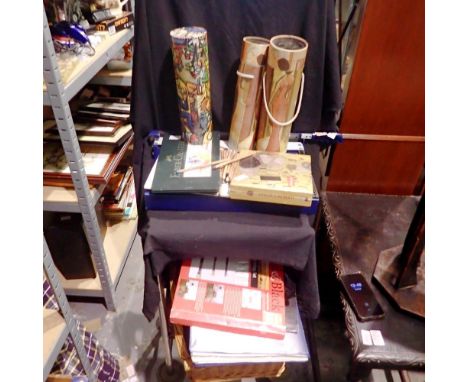 Shelf of mixed art supplies to include guillotine. Not available for in-house P&amp;P 