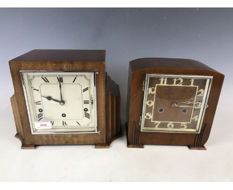 A Garrard three-train striking mantel clock together with one other German mantel clock