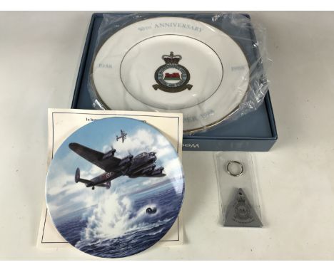 A Wedgwood commemorative plate for the 50th anniversary of No. 14 maintenance unit Royal Air Force Carlisle together with a k