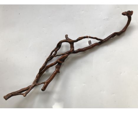 An antique rustic ivy-wood walking stick