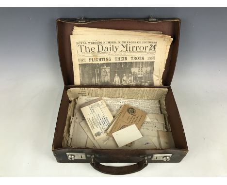 A vintage case containing Carlisle Patriot and Carlisle Journal newspapers etc