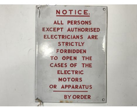 An enamel warning sign, 29 x 21 cm 