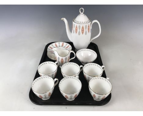 A Royal Albert Safari pattern coffee service for six, comprising coffee pot, milk jug, sugar bowl and six coffee cups with sa