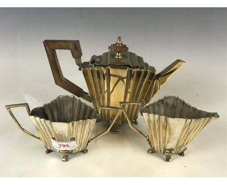 A three-piece Art Deco style electroplate tea set