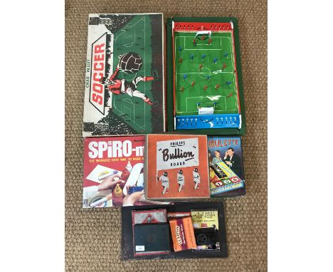 Vintage games including Chad Valley Soccer, Spiromatic, Phillips Bullion board and Electroulette etc