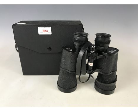 A cased pair of Super Zenith 20 x 50 binoculars