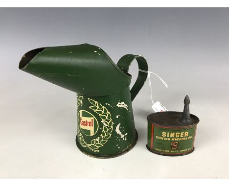 Vintage Castrol and Singer oil cans 